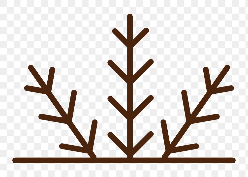 Brown branch png, line art illustration, transparent background