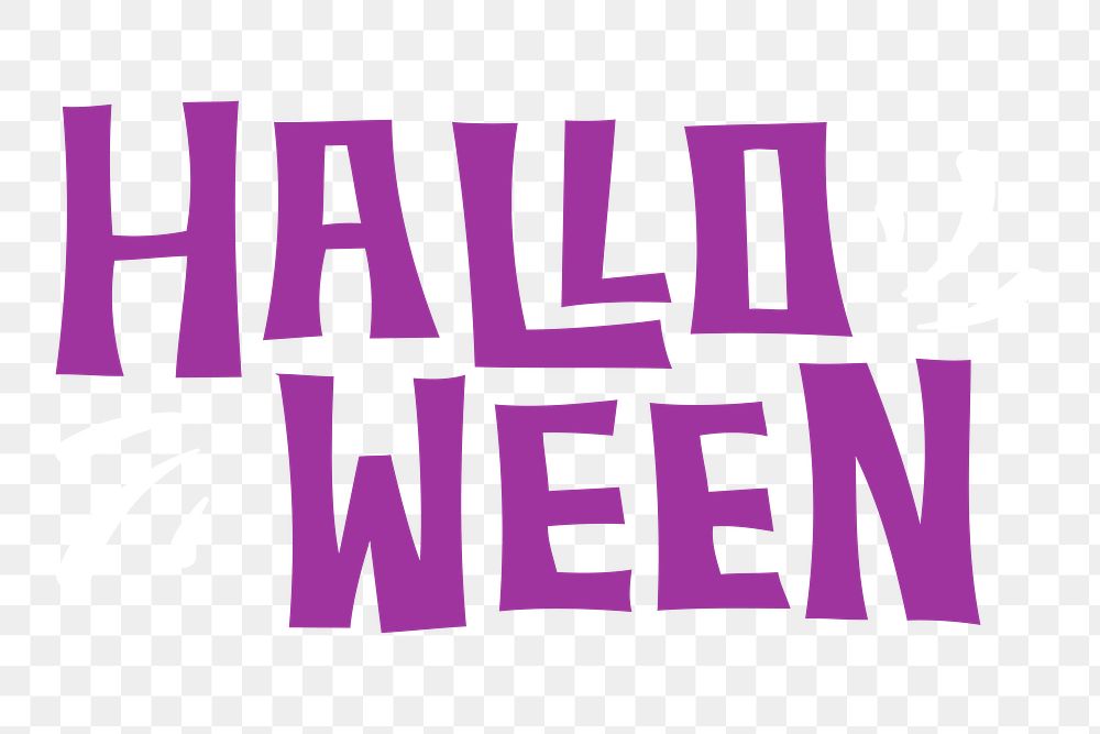 Halloween word png, purple typography, transparent background