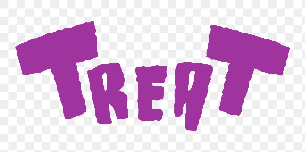 Treat png word, purple typography, transparent background