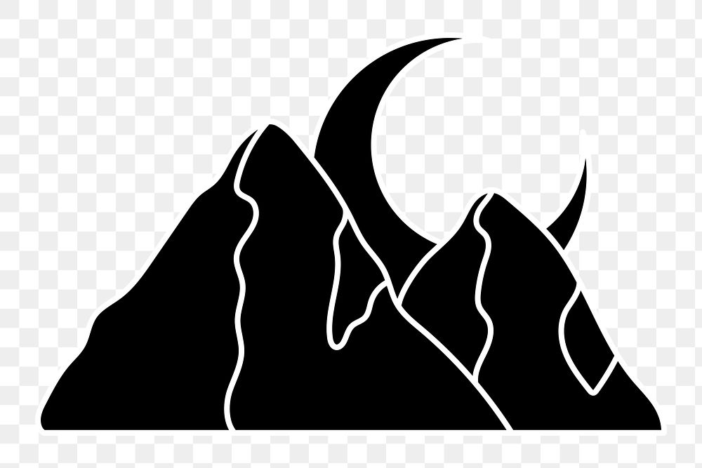 Mountain png crescent moon illustration, transparent background