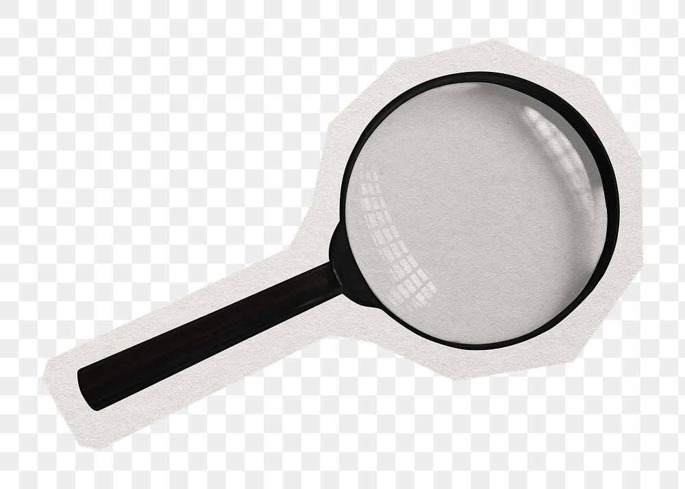 Magnifying glass png sticker, paper cut on transparent background