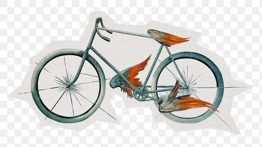 Aesthetic bicycle png sticker, transparent background, remixed by rawpixel.