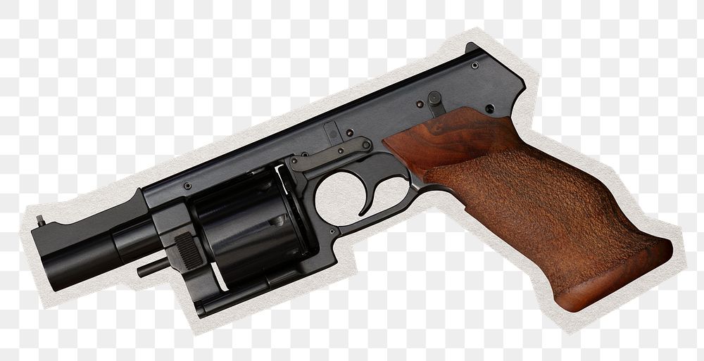 Handgun png sticker, paper cut on transparent background