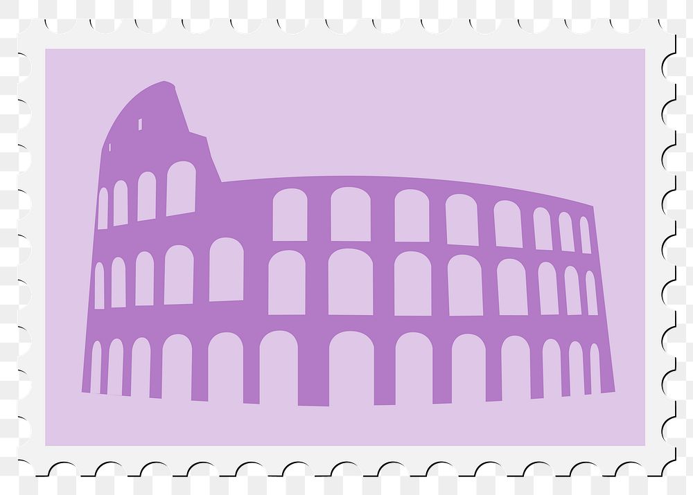 Colosseum Stamp png illustration, transparent background. Free public domain CC0 image.