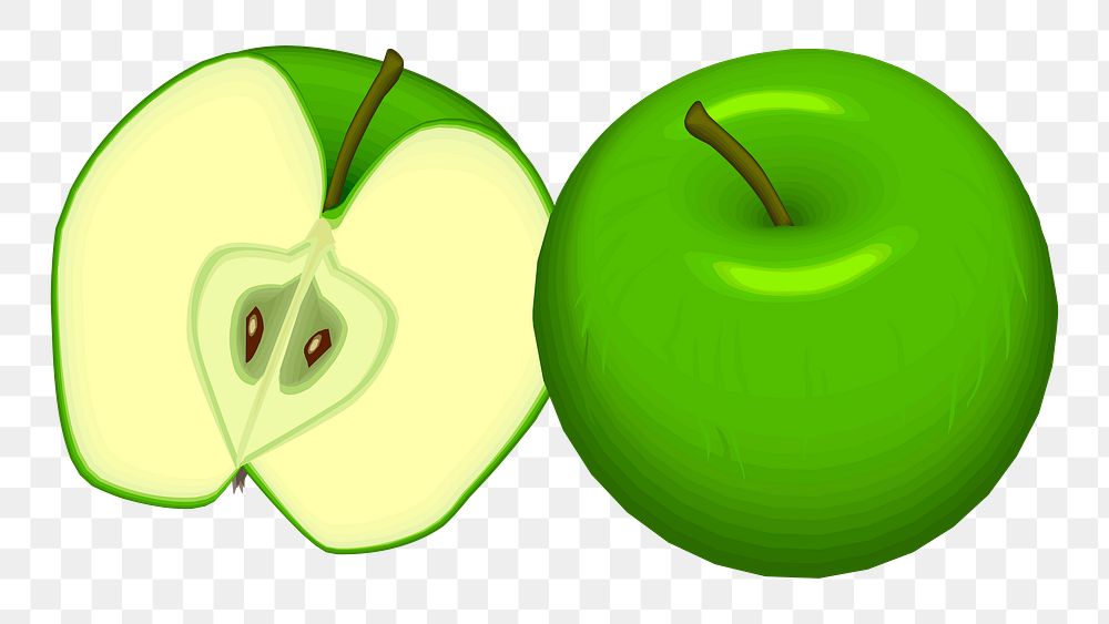 Green apple png illustration, transparent background. Free public domain CC0 image.