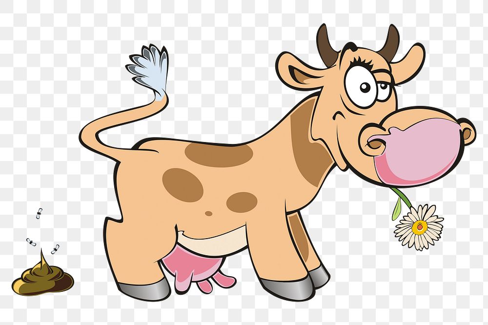 Funny cow png illustration, transparent background. Free public domain CC0 image.
