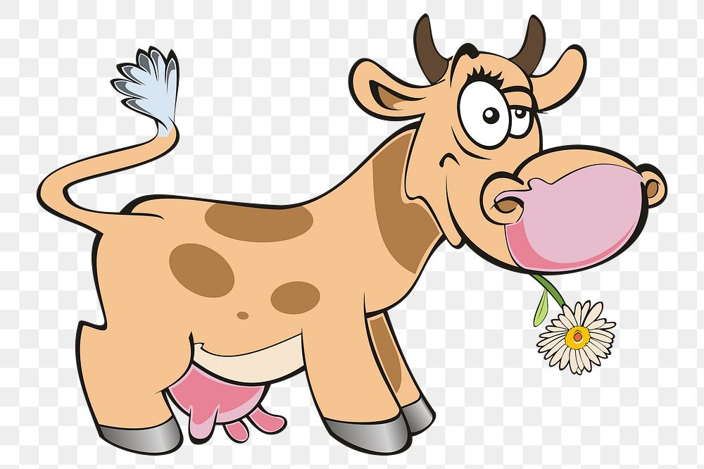 Funny cow png illustration, transparent background. Free public domain CC0 image.