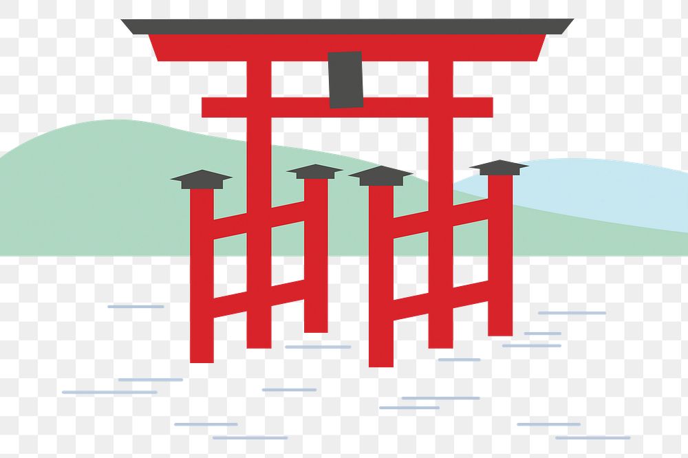 Torii Japanese gate png illustration, transparent background. Free public domain CC0 image.