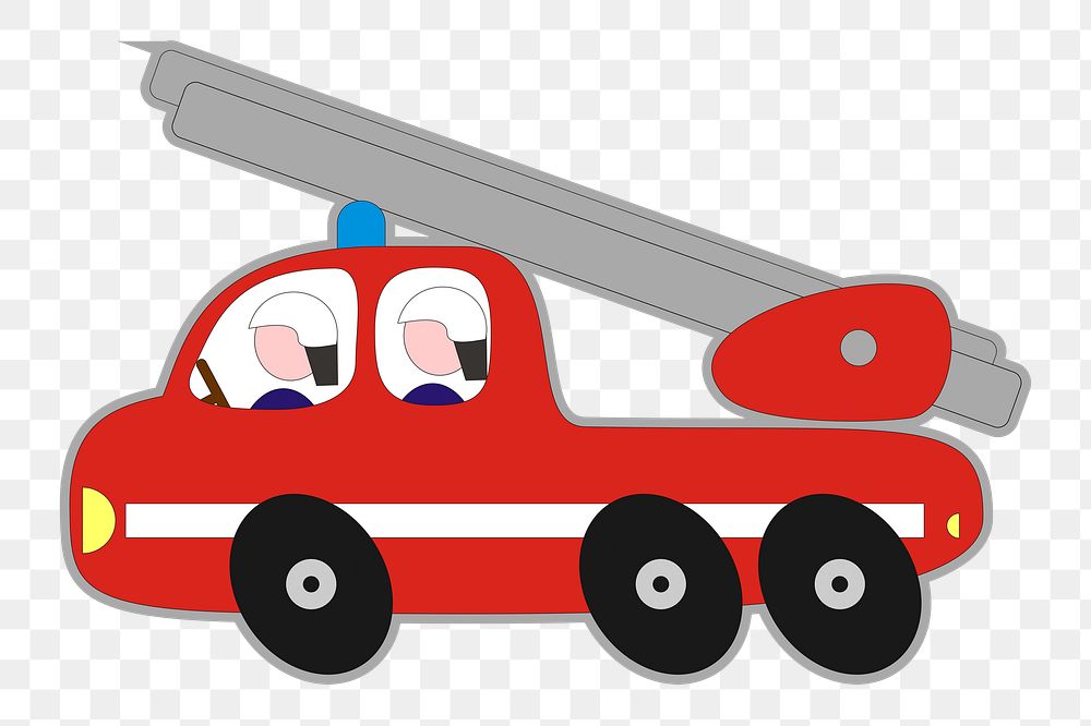 Fire truck  png clipart illustration, transparent background. Free public domain CC0 image.