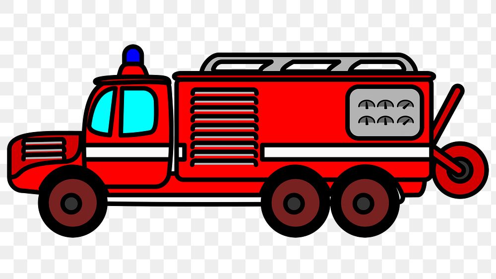 Fire truck  png clipart illustration, transparent background. Free public domain CC0 image.