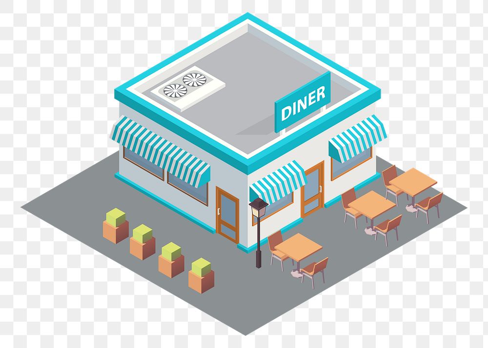 Diner  png clipart illustration, transparent background. Free public domain CC0 image.