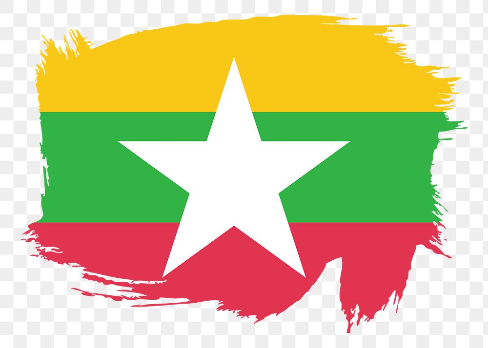 Myanmar flag  png clipart illustration, transparent background. Free public domain CC0 image.