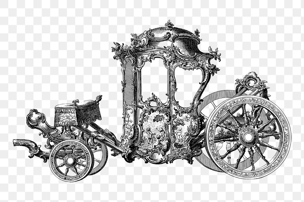 Vintage carriage  png clipart illustration, transparent background. Free public domain CC0 image.