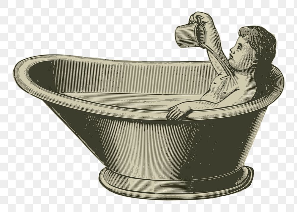 Showering woman  png clipart illustration, transparent background. Free public domain CC0 image.