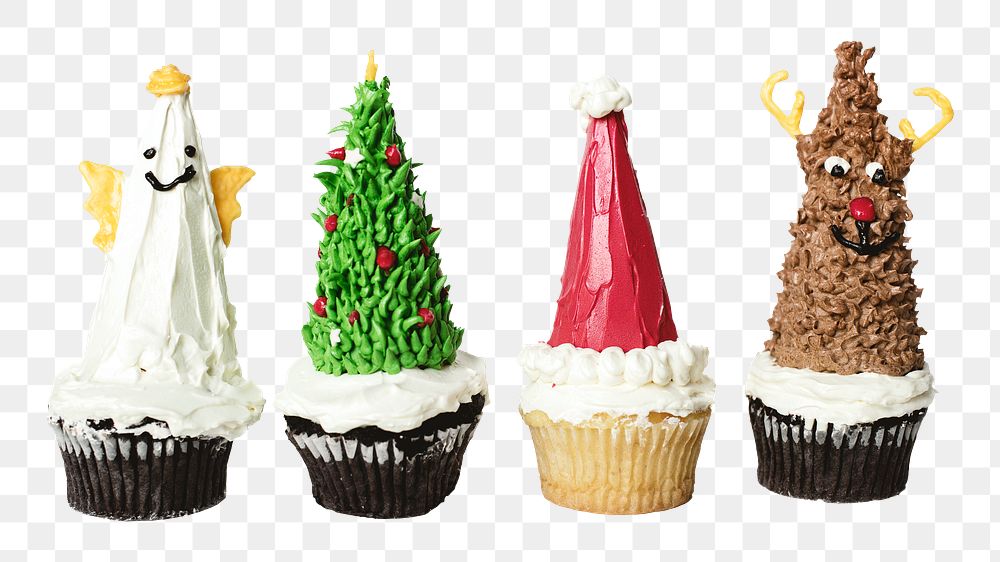Christmas cupcakes png, transparent background