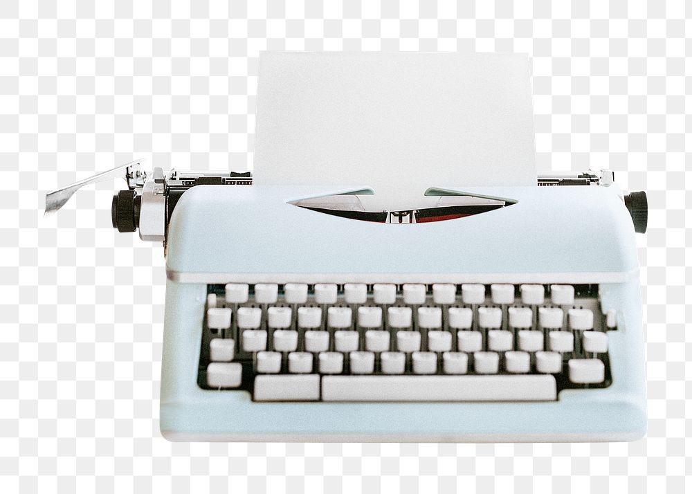 PNG Retro light blue pastel typewriter, collage element, transparent background