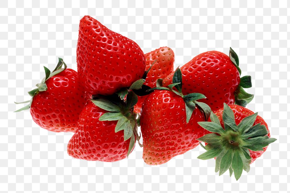 Fresh strawberries png sticker, transparent background