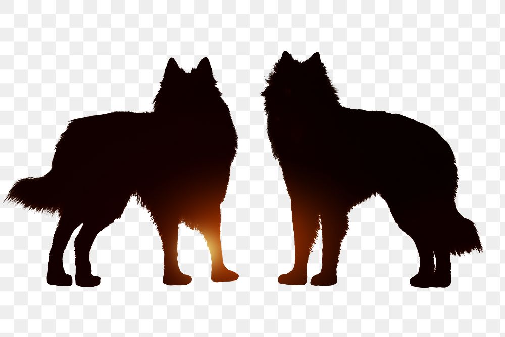 Png German shepherd dogs silhouette sticker, transparent background