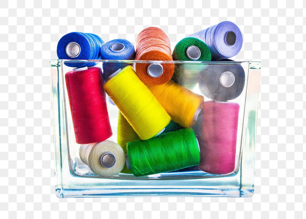 PNG  colorful sewing thread spools , collage element, transparent background