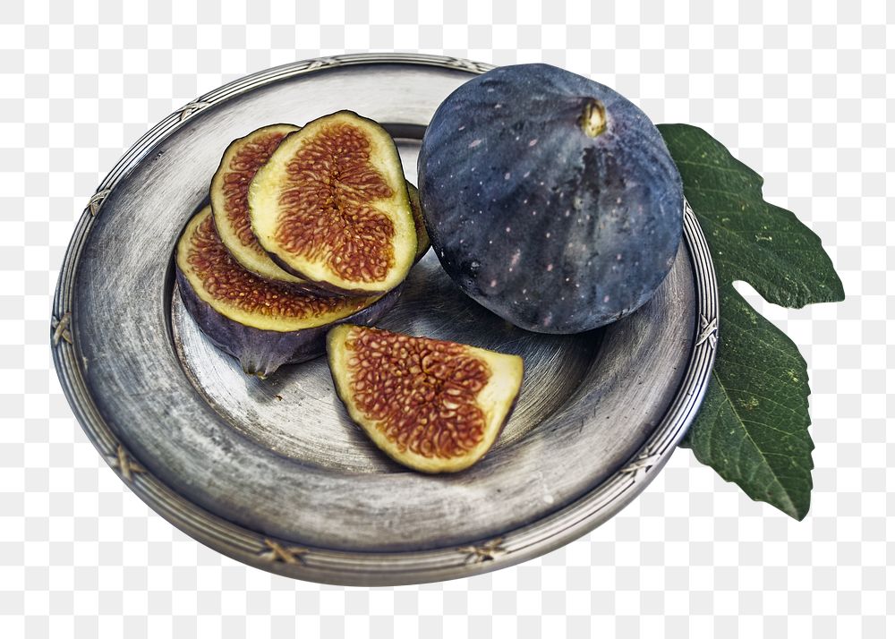 Sliced fig fruit png, transparent background