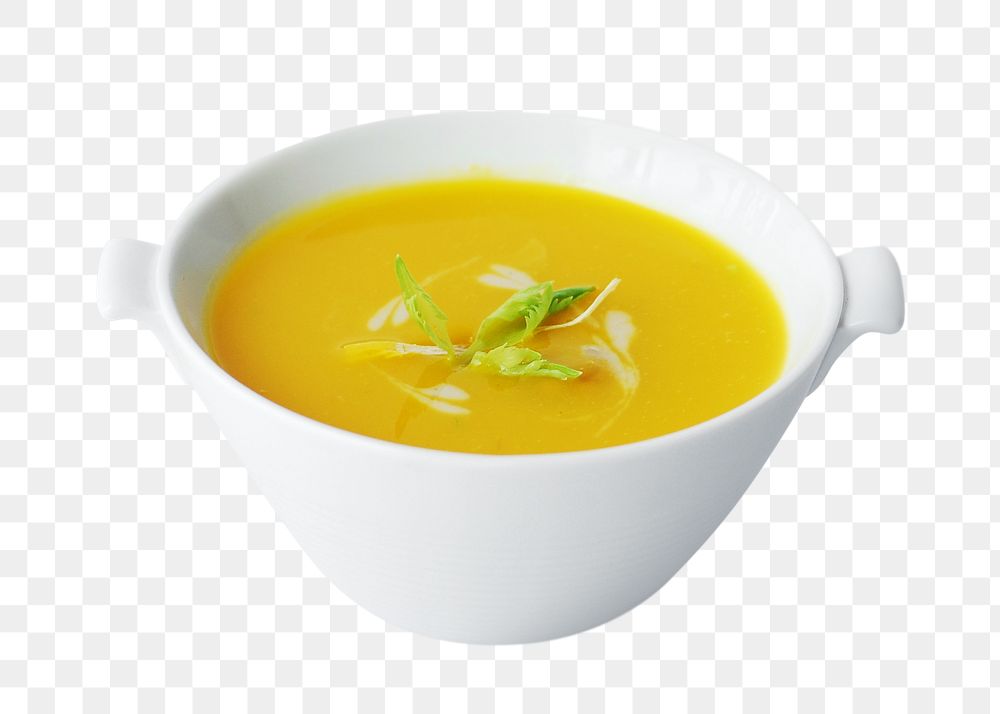 Pumpkin soup bowl png, transparent background