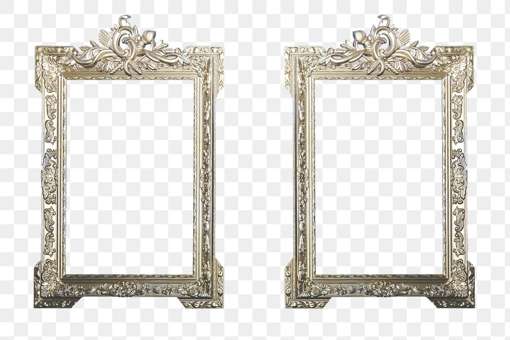 Two vintage frames png sticker, transparent background