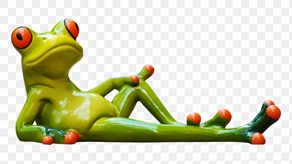 Frog lying down png sticker, animal transparent background
