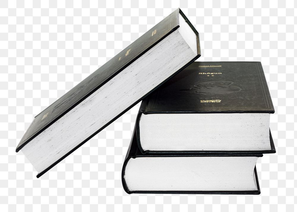 Book stack png, transparent background