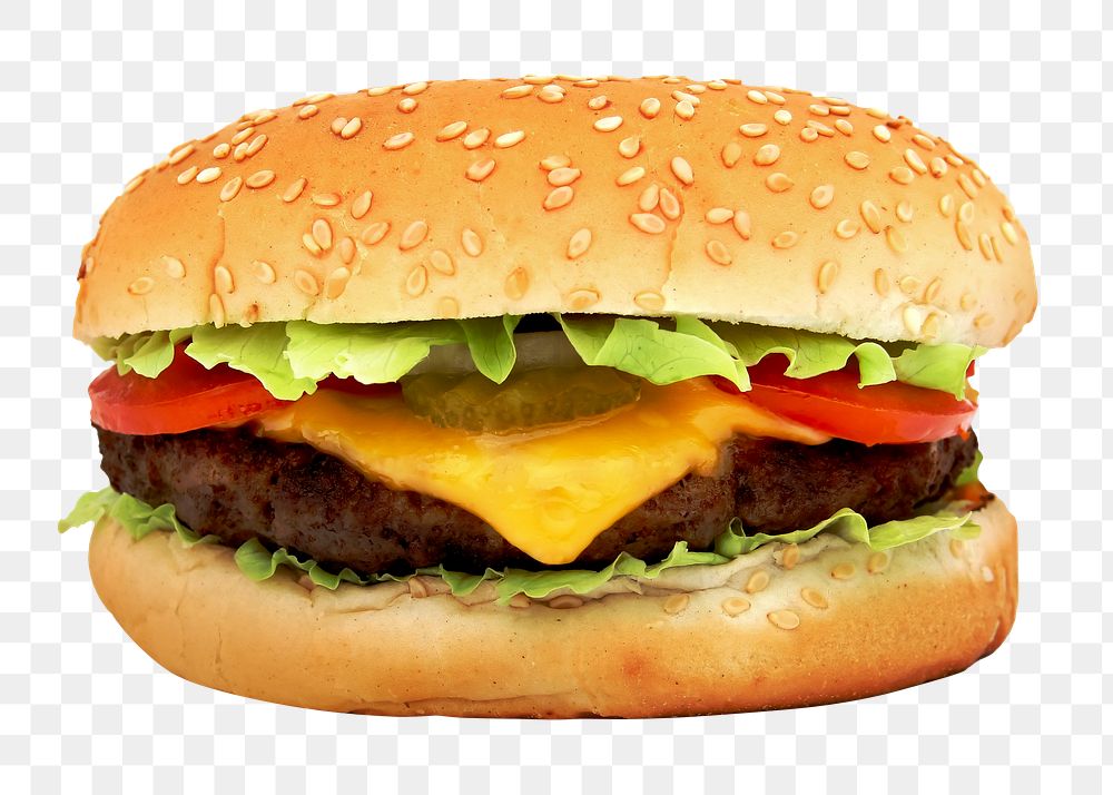 Homemade cheeseburger food png sticker, transparent background