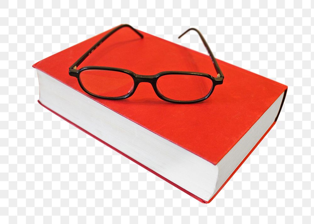 Eye-glasses on book png, transparent background