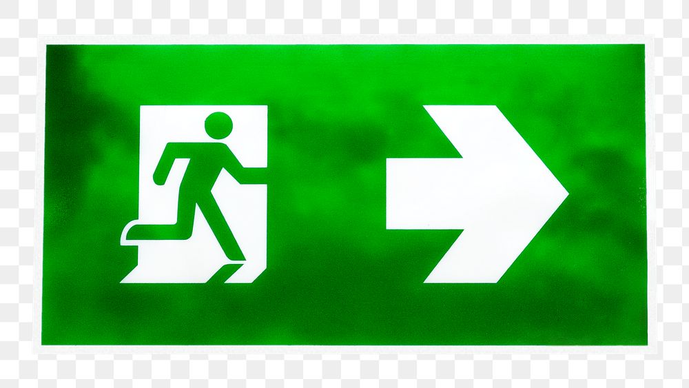 Emergency exit sign png sticker, transparent background