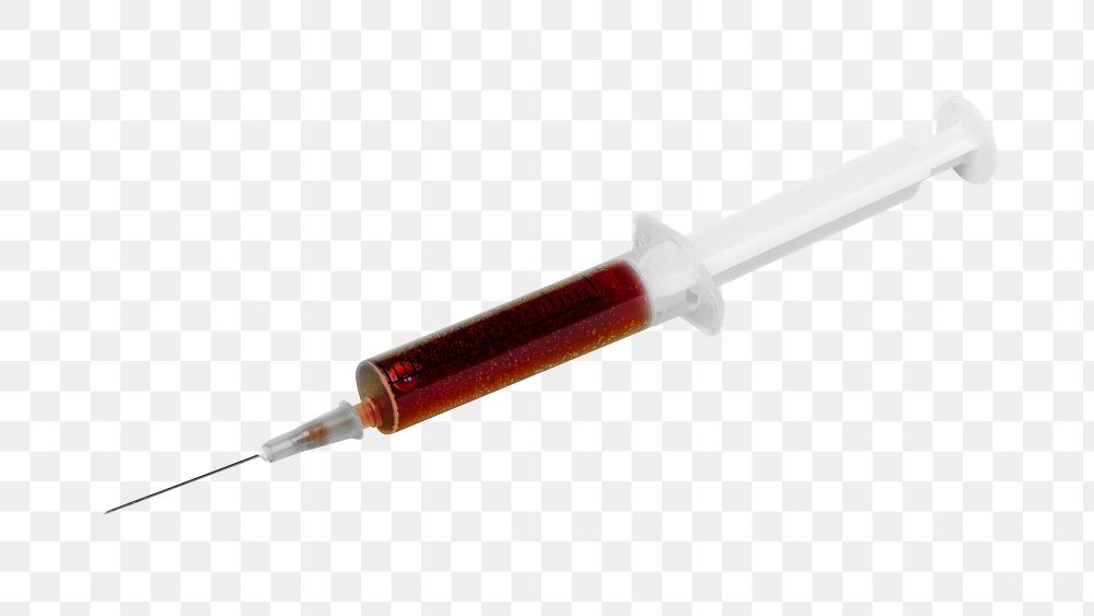 Blood in syringe png sticker, transparent background