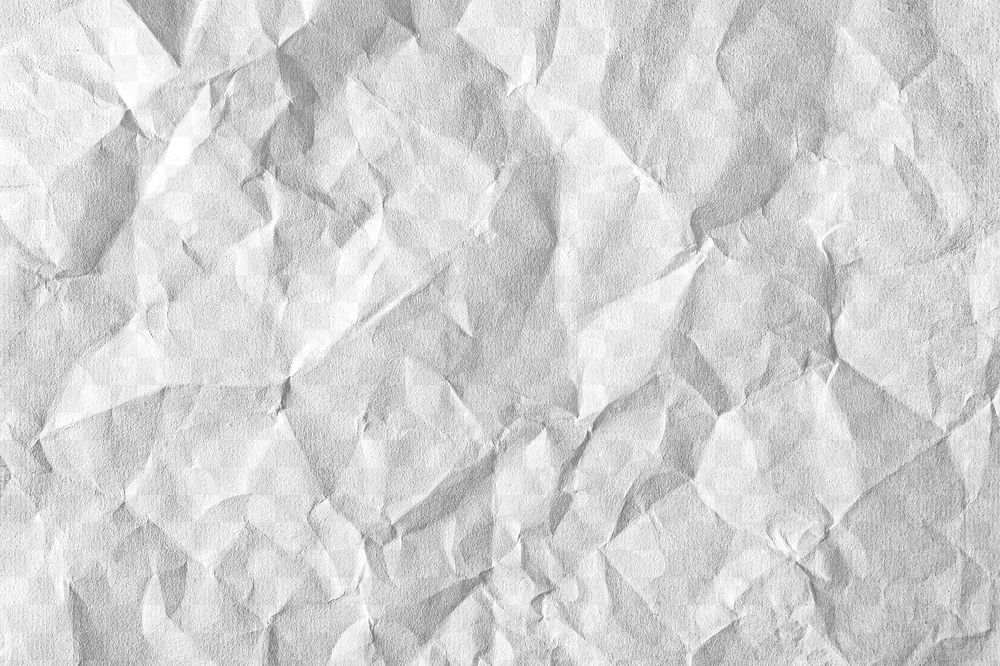 Crumpled paper png texture, transparent background