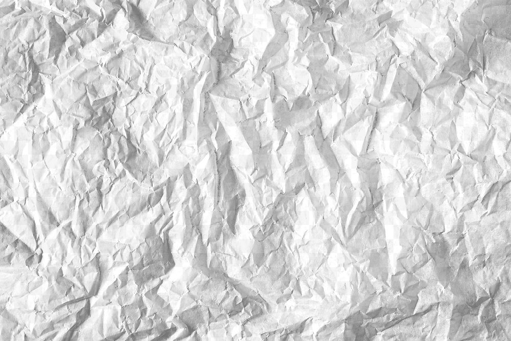 Crumpled paper png texture, transparent background