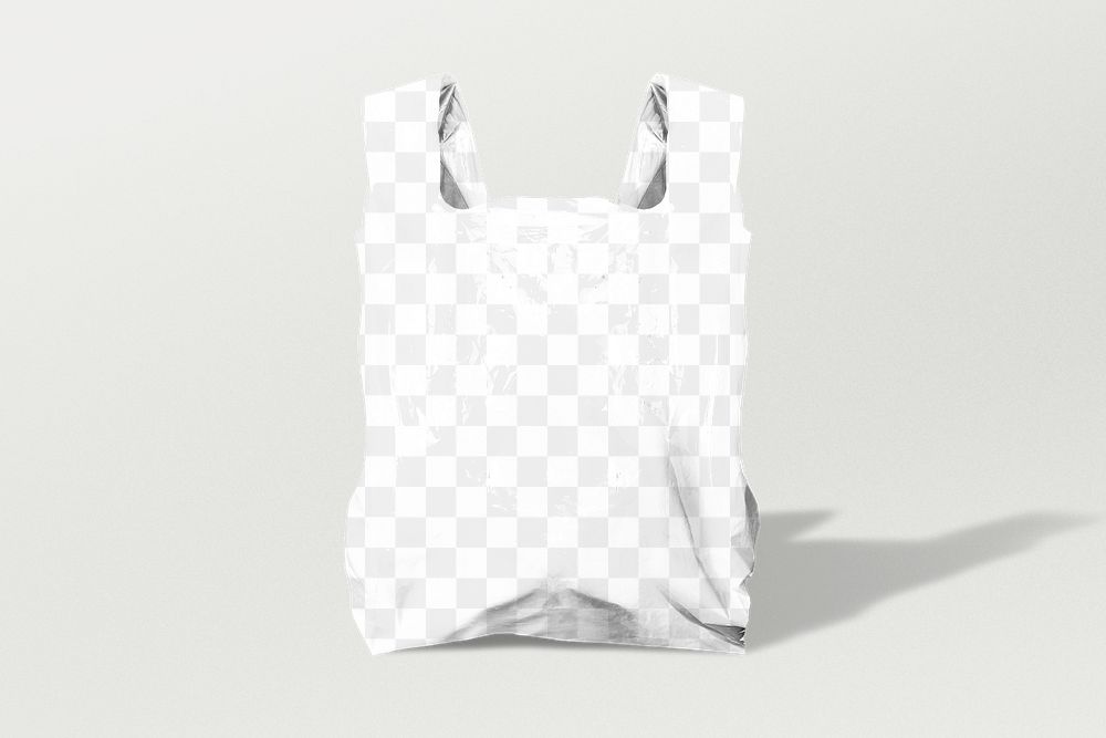 Plastic grocery bag png mockup, transparent background