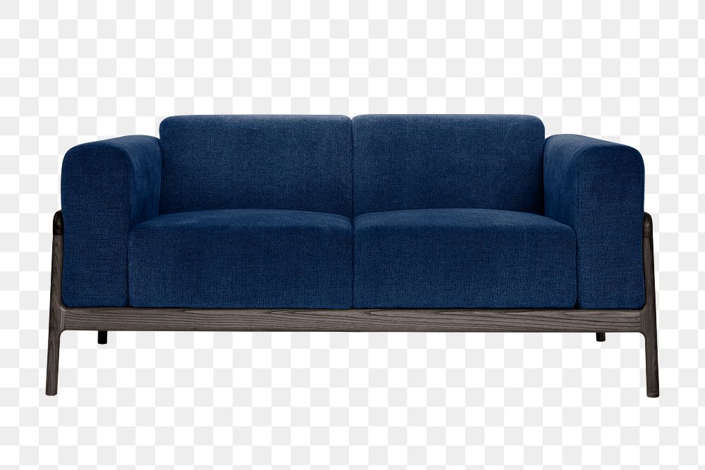 Dark blue sofa png sticker, transparent background