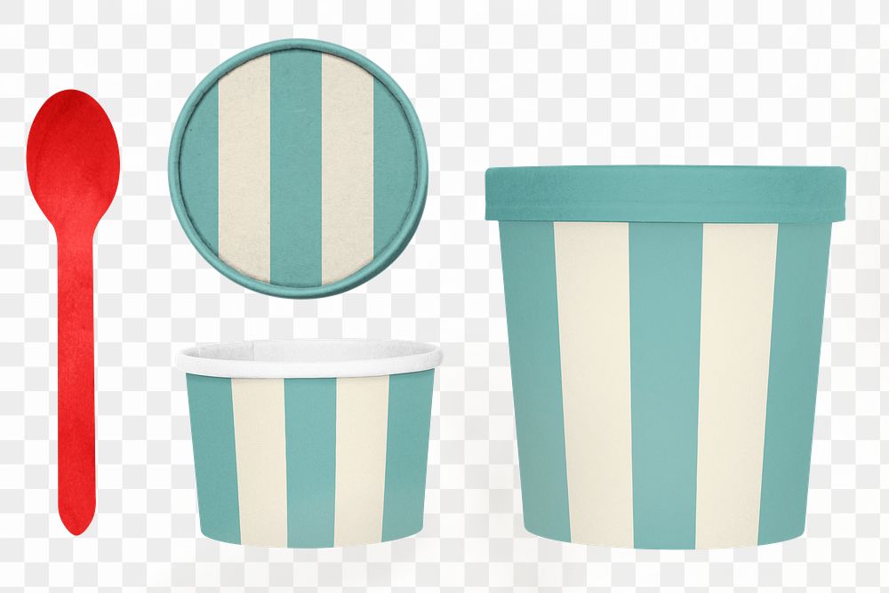 Striped ice-cream container png sticker, transparent background