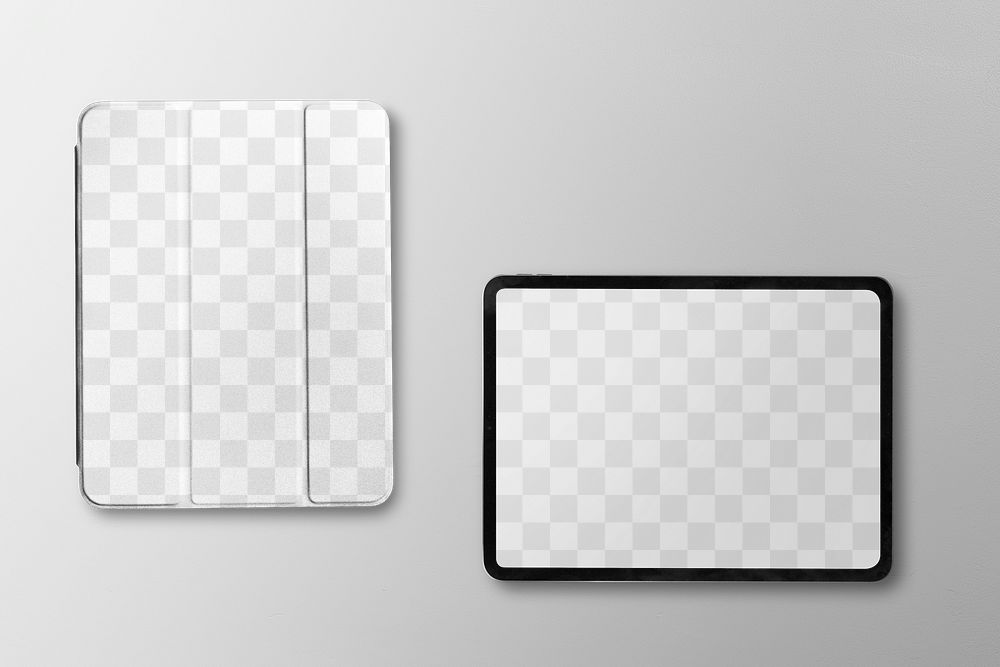 Tablet screen, case png mockup, transparent design
