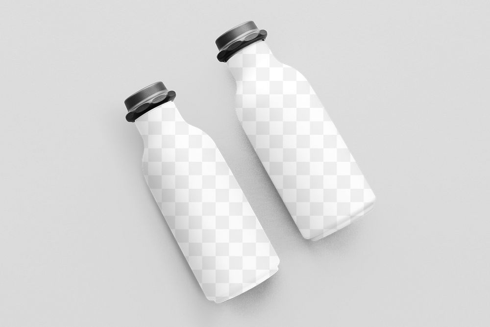 Stainless steel bottle png transparent mockup