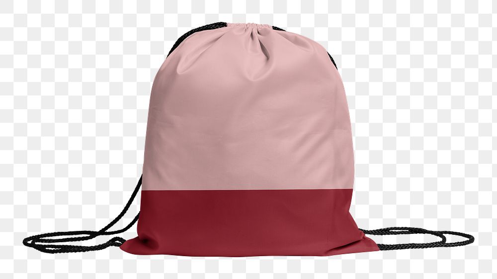 Pink drawstring bag png, transparent background