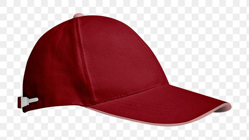 Red baseball cap png, transparent background