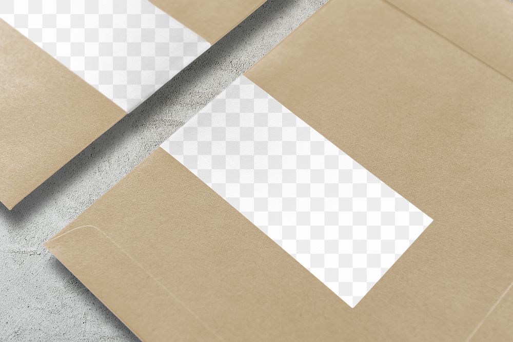 Document envelope label png transparent mockup