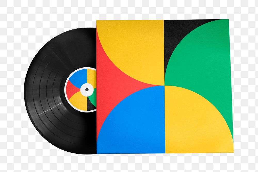 Vinyl record cover png, transparent design