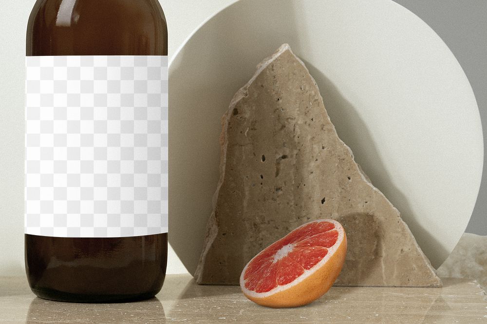 Glass bottle png transparent mockup