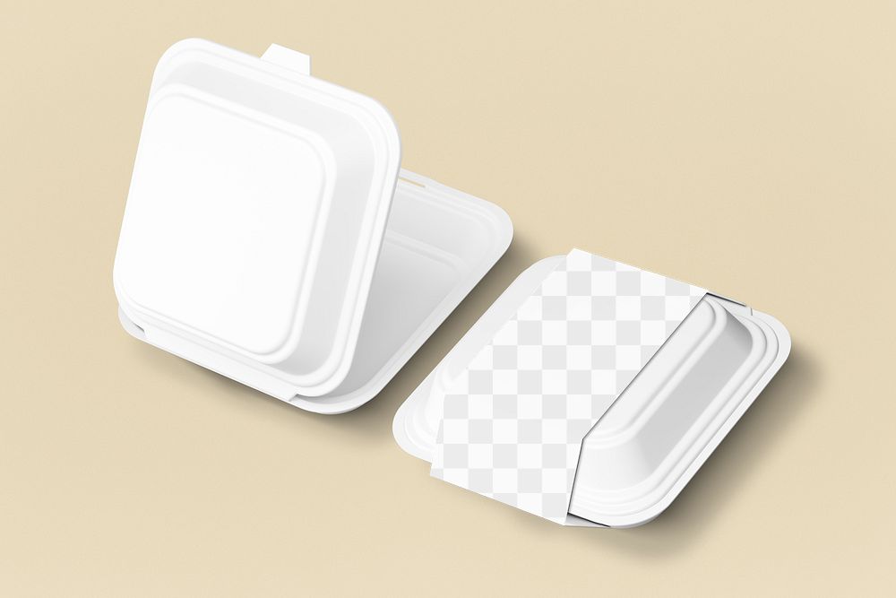 Takeaway box label png mockup, transparent design