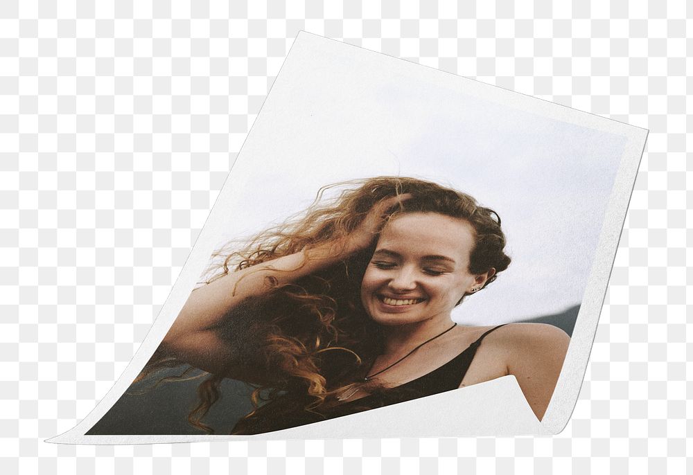 Happy brunette png woman smiling photo, transparent background