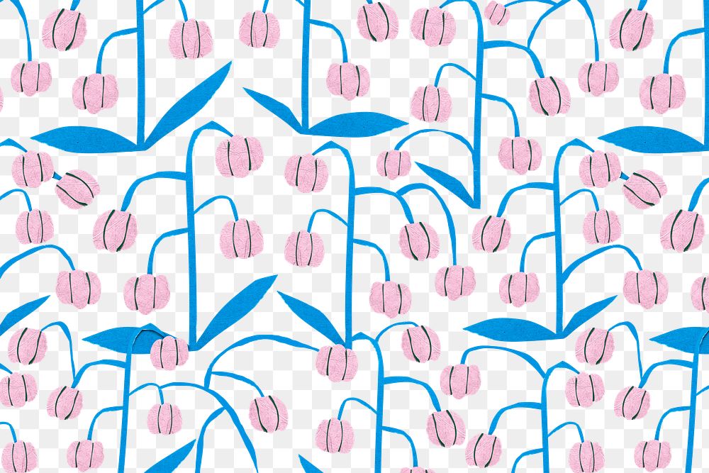 Pink flower pattern png transparent background