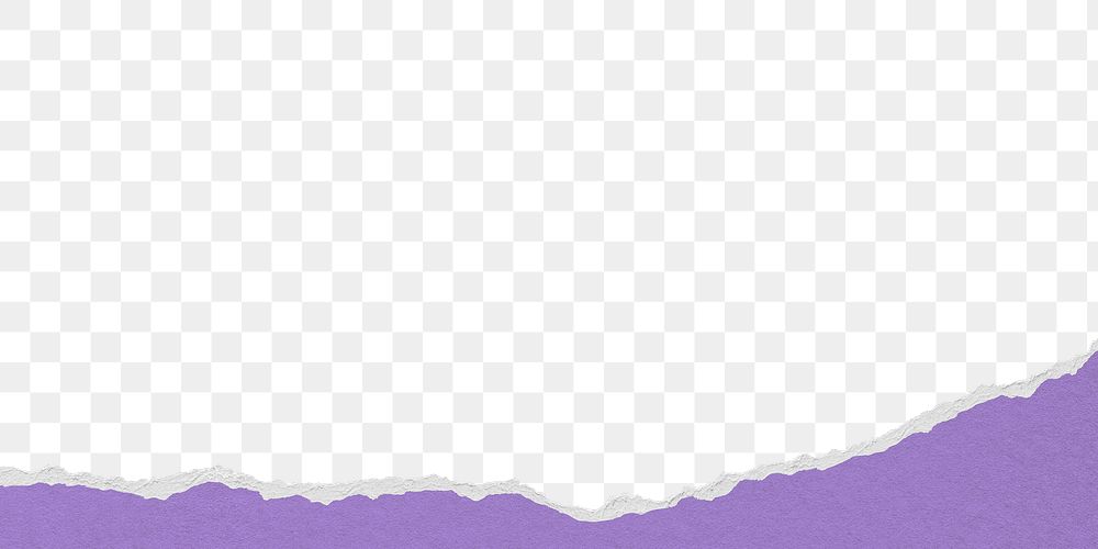 Purple png ripped paper border sticker, transparent background