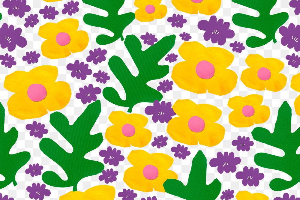 Spring flower pattern png transparent background