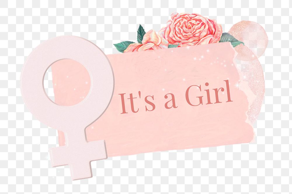 It's a girl png word sticker, aesthetic paper collage, transparent background
